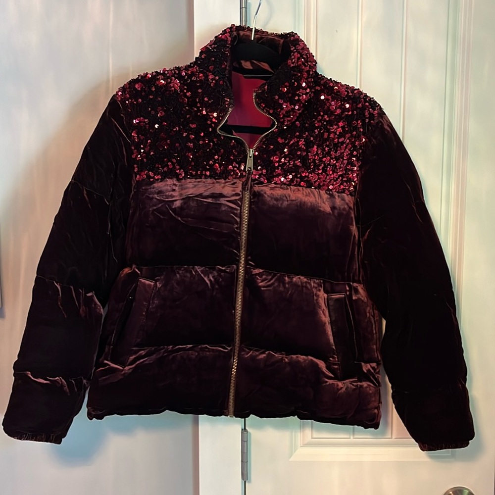 Sequined velvet bomber